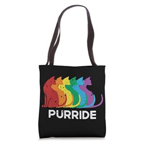 purride cat pride ally lgbt community rainbow pride tote bag