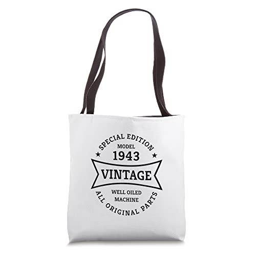 Born in 1943 Vintage 80 Year Old Gifts 80th Birthday Tote Bag