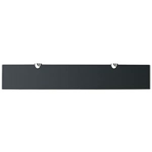 Glass Shelves, 23.6 Inch Black Tempered Safety Glass 3/10 Inch Thick, Zinc Alloy Clip Bracket, Floating Shelves Wall Mounted Storage Shelves Set of 2 for Bathroom Bedroom Living Room