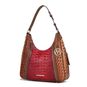 mkf collection hobo bag for women’s – crocodile embossed vegan leather top handle shoulder handbag purse