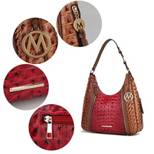 MKF Collection Hobo Bag for Women's - Crocodile Embossed Vegan Leather Top Handle Shoulder Handbag Purse