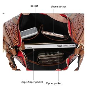 MKF Collection Hobo Bag for Women's - Crocodile Embossed Vegan Leather Top Handle Shoulder Handbag Purse