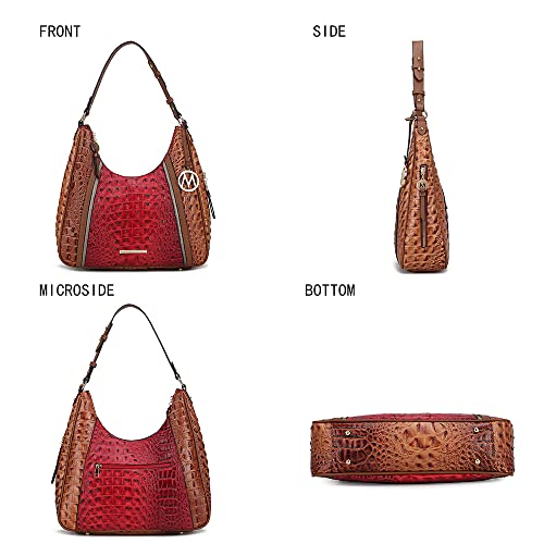 MKF Collection Hobo Bag for Women's - Crocodile Embossed Vegan Leather Top Handle Shoulder Handbag Purse