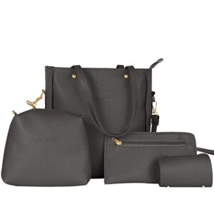 weetee satchel bags for women, small size crossbody handbags clutch wallet purses card holder set 4pcs(black)