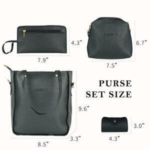 WEETEE Satchel Bags For Women, Small Size Crossbody Handbags Clutch Wallet Purses Card Holder Set 4pcs(Black)