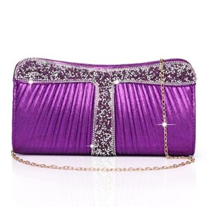 gesu womens clutch purse rhinestone evening bag wedding bridal prom purse formal party handbag. (purple)