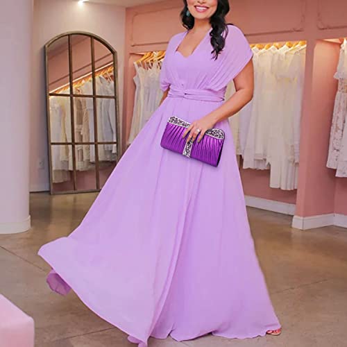 GESU Womens Clutch Purse Rhinestone Evening Bag Wedding Bridal Prom Purse Formal Party Handbag. (Purple)