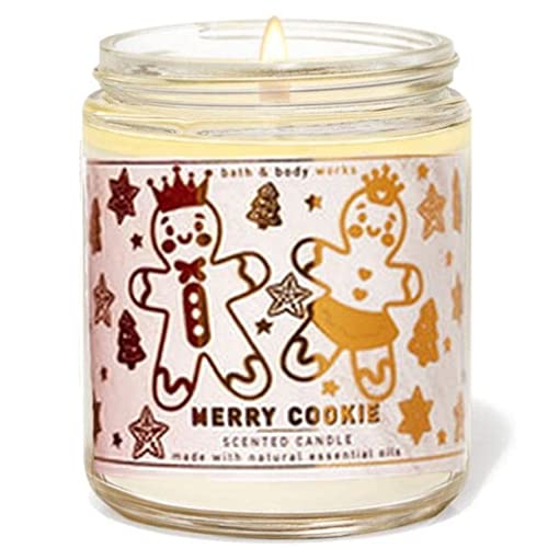 Bath & Body Works Merry Cookie Single Wick Scented Candle 7.0 Ounces (Merry Cookie)