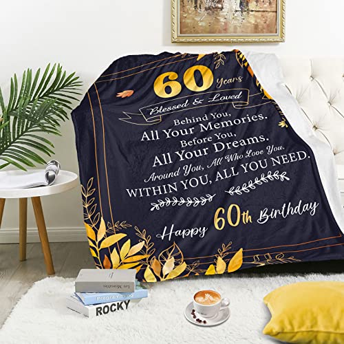 60th Birthday Gifts for Women Men, 60 Year Old Birthday Gift for Mom Dad, Happy 60th Birthday Decorations for Woman Man, 60th Birthday Gift Ideas, 1963 Birthday Gifts Throw Blanket 60 x 50 inch