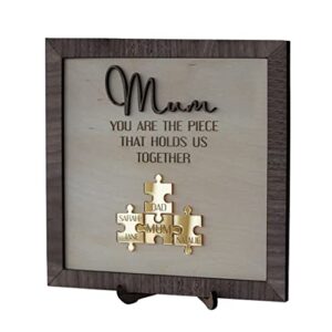 personalized mom puzzle card mother’s day puzzle sign, mom you are the piece that holds us together sign,personalized family wooden plaque gift for mom from daughter, gift for grandma,wife (acrylic)
