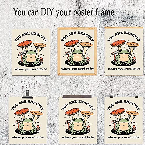 ZGSDGF 8 Piece Retro Cute Frog Mushroom Poster funny Animal plant posters for bedroom Wall Art Inspirational Quotes room decor aesthetic vintage art modern house decor Paintings for Bathroom(8x10inchx8 unframed)