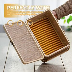 Gadpiparty Large Bamboo Basket Natural -Friendly Woven Basket Bamboo Picnic Basket with Lid Handheld Snacks Bread Storage Basket for Camping - 11.79X7.86X6.48inch