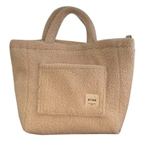 fluffy tote bag for women plush crossbody handbag sherpa fleece shoulder bag girls teddy fur fuzzy hobo purse