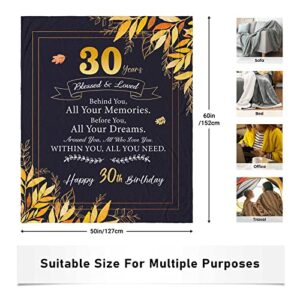 30th Birthday Gifts for Her or Him, 30 Year Old Birthday Gifts for Women Men, Happy 30th Birthday Decorations, Dirty 30 Birthday Gifts for Woman, 1993 Thirty Birthday Gifts Throw Blanket 60 x 50 inch