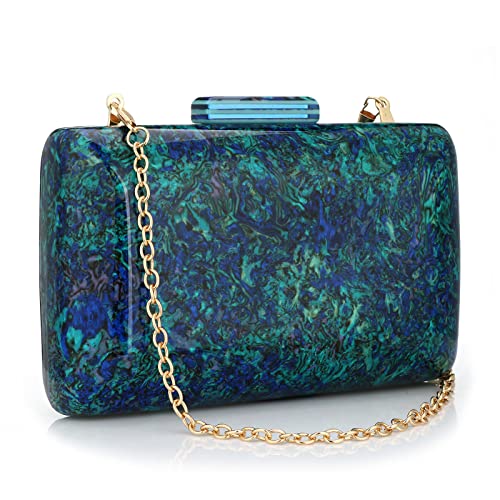 YYW Acrylic Clutch Purses for Women : Marble Evening Bag Vintage Handbags with Detachable Chain for Wedding Bridal Prom Party Ladies Girls Shoulder Crossbody bag (Green)