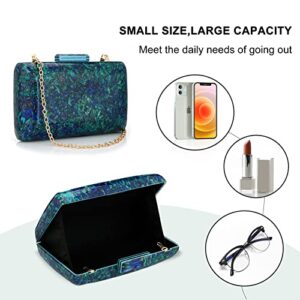 YYW Acrylic Clutch Purses for Women : Marble Evening Bag Vintage Handbags with Detachable Chain for Wedding Bridal Prom Party Ladies Girls Shoulder Crossbody bag (Green)