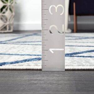 Abani Atlas 5'x8' Blue/Grey Area Rug, Criss Cross Design - Durable Non-Shedding - Easy to Clean