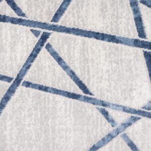 Abani Atlas 5'x8' Blue/Grey Area Rug, Criss Cross Design - Durable Non-Shedding - Easy to Clean