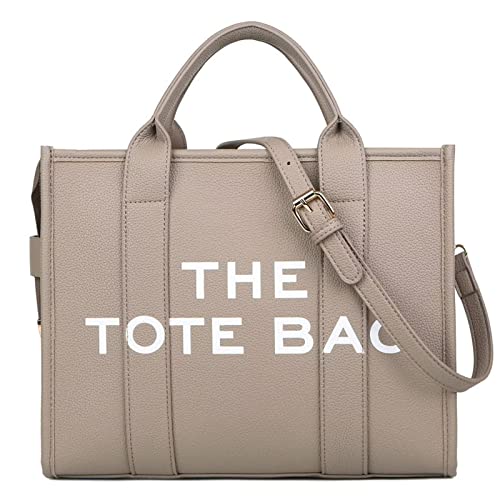 The Tote Bags for Women Large Travel Tote Bag Purse with Zipper PU Leather Tote Bag Top-Handle Shoulder Crossbody Bags Grey