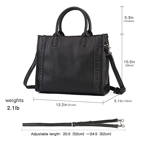 Zhuoliang Genuine Leather Handbags Purses for Women Tote Crossbody Top Handle Bag Leather Satchel Handbags for Women Ladies Black