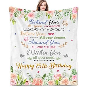 75th birthday gifts for women, 75th birthday gifts for men, 75th birthday decorations, 75th birthday decorations for men, 75th birthday gifts, happy 75th birthday decorations throw blankets 60″x 50″