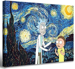 catyendy rick and morty canvas wall art prints oil painting posters decor boy’s room for living room home artwork framed ready to hang 12″ w x 16″ h