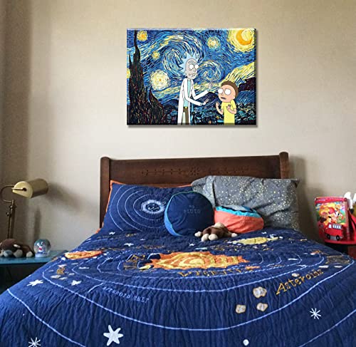 Catyendy Rick and Morty Canvas Wall Art Prints Oil Painting Posters Decor Boy's Room for Living Room Home Artwork Framed Ready to Hang 12" W x 16" H