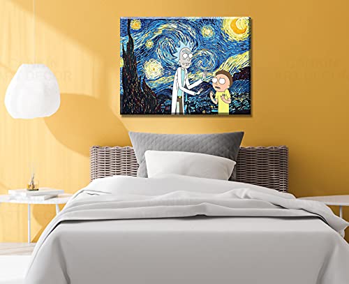 Catyendy Rick and Morty Canvas Wall Art Prints Oil Painting Posters Decor Boy's Room for Living Room Home Artwork Framed Ready to Hang 12" W x 16" H