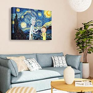 Catyendy Rick and Morty Canvas Wall Art Prints Oil Painting Posters Decor Boy's Room for Living Room Home Artwork Framed Ready to Hang 12" W x 16" H