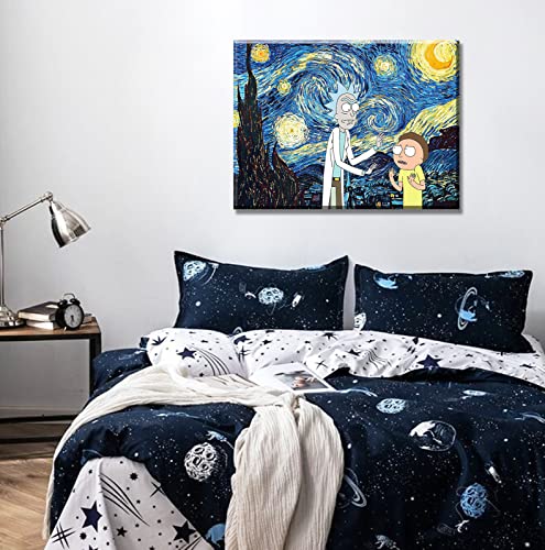 Catyendy Rick and Morty Canvas Wall Art Prints Oil Painting Posters Decor Boy's Room for Living Room Home Artwork Framed Ready to Hang 12" W x 16" H