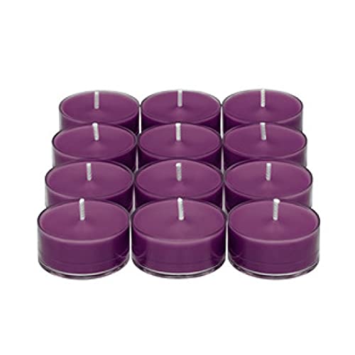 PartyLite After Dark™ Tealight Candles, Fragranced Colored Wax with Clear Container, 12 Pack Tea Lights, Made in The USA (After Dark™ Velvet Plum)