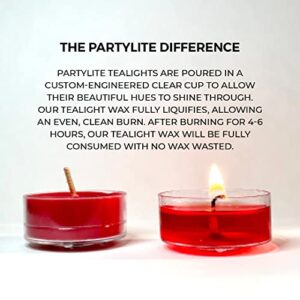 PartyLite After Dark™ Tealight Candles, Fragranced Colored Wax with Clear Container, 12 Pack Tea Lights, Made in The USA (After Dark™ Velvet Plum)