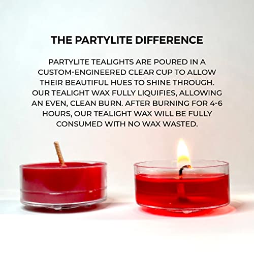 PartyLite After Dark™ Tealight Candles, Fragranced Colored Wax with Clear Container, 12 Pack Tea Lights, Made in The USA (After Dark™ Velvet Plum)