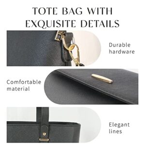 WEETEE Tote Bag For Women, Crossbody Purse + Clutch Wallet + Card Holder + Tote Handbags For Work Travel, Set 4pcs (Black)