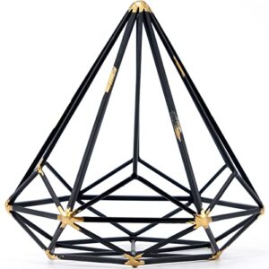 hlqmfht 8 inches-black iron sphere-diamond shape, geometric sculpture decorative sphere,tabletop decorations for living room, study，bedroom，modern home decor accents