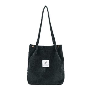 classic carry on bag for girls corduroy travel bag tote color fashion shoulder satchel bag bag women hand bag, black