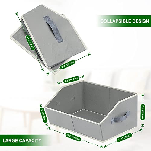 homsorout Trapezoid Storage Bins, 6 Pack Closet Storage Bins, Fabric Storage Baskets for Shelves, Closet Organziers and Storage Bins with Handles, Storage Boxes for Clothes, Toys, DVDs, Grey