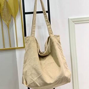 Corduroy Tote Bag for Women Canvas Shoulder Casual Handbags Cute Big Capacity Shopping Bags