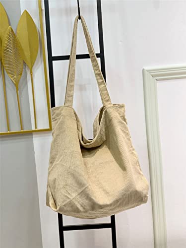 Corduroy Tote Bag for Women Canvas Shoulder Casual Handbags Cute Big Capacity Shopping Bags