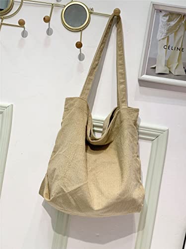 Corduroy Tote Bag for Women Canvas Shoulder Casual Handbags Cute Big Capacity Shopping Bags