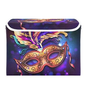 linqin Photo Storage Box for Home Mardi Gras Storage Baskets Collapsible Clothes Organizing