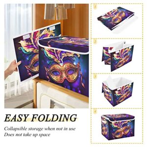 linqin Photo Storage Box for Home Mardi Gras Storage Baskets Collapsible Clothes Organizing