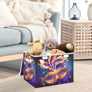 linqin Photo Storage Box for Home Mardi Gras Storage Baskets Collapsible Clothes Organizing