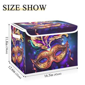 linqin Photo Storage Box for Home Mardi Gras Storage Baskets Collapsible Clothes Organizing