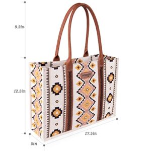 Wrangler Tote Bag for Women Western Shoulder Purses Boho Aztec Satchel Hobo Handbags, WG2202-8119CF