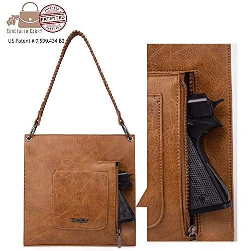 Wrangler Purse Crossbody Bag for Women Western Fringe Hobo Handbags Vegan Leather Women Shoulder Tote Bags WG45G-918-BR