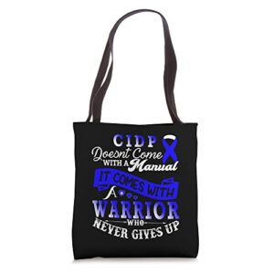 cidp awareness warrior support blue ribbon tote bag