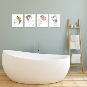 Woman Wall Art Fashion Wall Art Bathroom Artwork For Wall, Line Art Wall Decor Woman Silhouette Wall Art Line Drawing Wall Art Abstract Woman Wall Art, Feminine Wall Art - Set of 4 (8x10") UNFRAMED