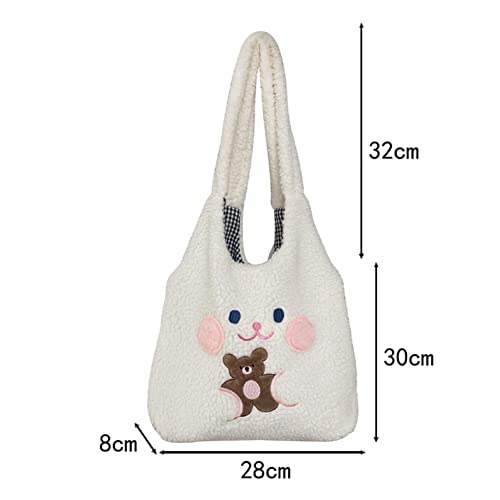 JQWYGB Fluffy Tote Bag for Women - Kawaii Tote Bag Aesthetic Cute Y2K Plush Handbag Purse Fuzzy Shoulder Underarm Bag