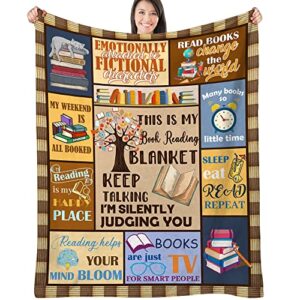 kolviiv book lovers gifts blanket gifts for book lovers women librarian gifts throw blanket book club bookworm gifts for reading lover bookish blankets 60″x50″